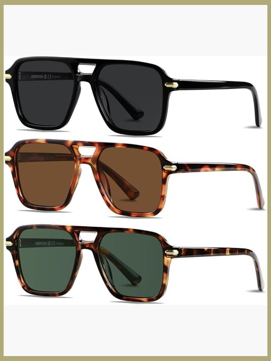Retro Aviator Sunglasses Polarized Pilot Square Shades Unisex main image 4
